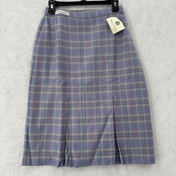 NWT Dunedin Wool Skirt Suit Size 10 Lavendar Purple Plaid Woolmark Midi READ - Picture 11 of 16